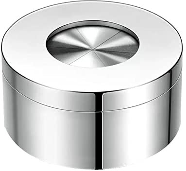 Ash Bucket Stainless Steel Ashtray with Lid Rotary Switch Windproof Ashtrays Indoor Outdoor Ash Tray for Home Office Decoration Butt Receptical (Color : A, Size : L)