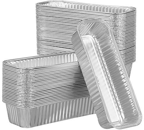 BESTonZON 125pièces Pans Aluminium Jetables Pour Cuisson Et Stockage Contenants Alimentaires Rectangulaires Pour Prépération Et Réchauffage Des Aliments