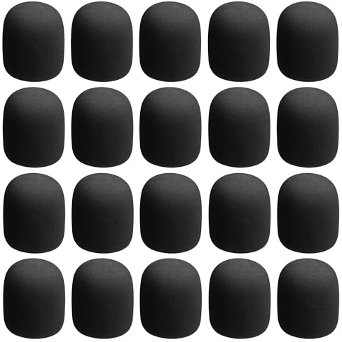 20Pcs Thick Handheld Stage Microphone Windscreen Microphone Foam Covers Reusable Mic Foam Filter Covers for Most Microphone (Black)