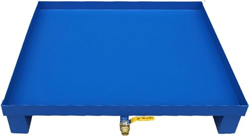 Auffangwanne, belastbar bis 250 kg, Industrielager, Fabrik, Garage, auslaufsichere Wanne mit Abfluss, Stapel-Farbeimer, Ölfässer-Lagerplattform, A, 25,6 x 25,6 x 5,91 Zoll/65 x 65 x 15 cm