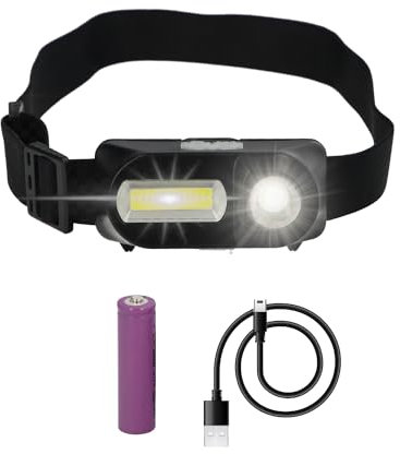 WOLFPACK LINEA PROFESIONAL Linterna Led Frontal Cabeza Ajustable 350 Lumenes 4 Modos, Cinta Ajustable, 3 modos de luz. Fuerte, media y flash. 1200Mah