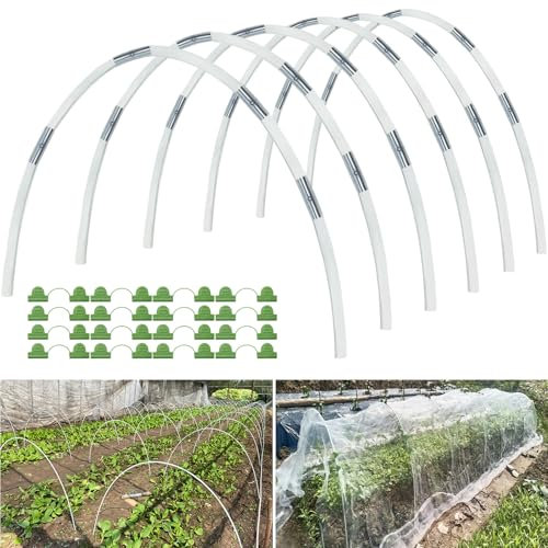 LINSOCLE Folientunnel für Hochbeet, Pflanztunnel Bögen, Frühbeet Tunnelbögen, Gewächshaus Bogen, Gewächshausreifen Fiberglas-Stützrahmen für Pflanzenabdeckung
