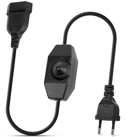 BRIMETI Regolatore Dimmer 2M LED Interruttore Dimmerabile All'infinito 220-240V, 100W Max Interruttori Dimmer per Lampade a LED Rotativo Con Cavo e Spina, per Lampadina Dimmerabile (Nero)