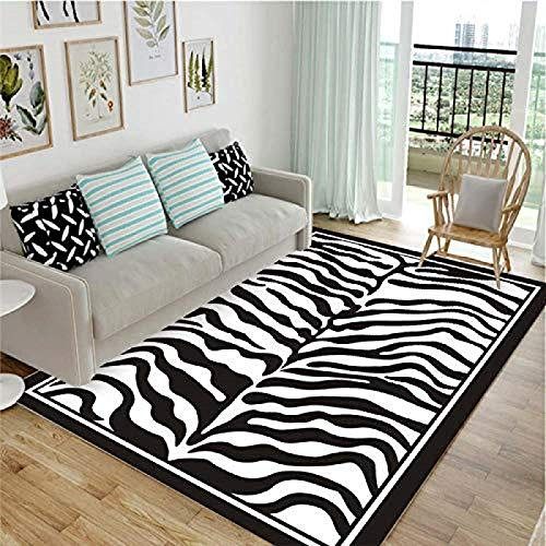 WDSOPK Moderner Teppich, Kurzflor-Teppiche, weicher Teppich für Schlafzimmer und Zimmer, Schlichtes schwarz-weißes Leopardenmuster, extragroß, waschbar, 160 x 230 cm (160 x 200 cm)