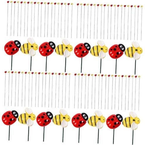 BESPORTBLE 80stücke Gartenstecker Insekten Dekorative Bienen Und Marienkäfer Für Blumenbeete Und Töpfe Gartendekoration Für Drinnen Und Draußen