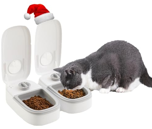 Refein Automatic Cat Feeder Wet Food Cat Food Dispenser 2 Meal 48H Timer for Dry & Wet Food, Suitable for Small Medium Dogs Cats Pets