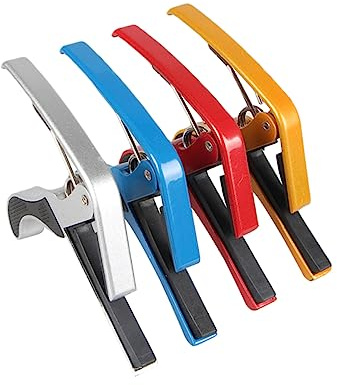 Stück Gitarren Metall Capo 4 für Folk Gitarre und Ukulele | Klemmmechanik mit Schnellem Lösen, Einfache Neupositionierung, für Anfänger und Erfahrene Spieler