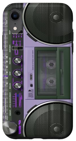 Boombox Throwback Retro Musik Stereo Lila Ghettoblaster Hülle für iPhone XR