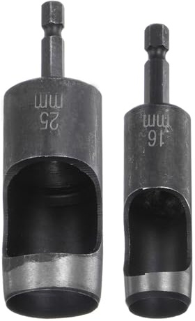 QUARKZMAN 2-Teiliges 16mm,25mm Hohlstanze Leder, Runde Lochstanze Werkzeug mit 1/4 Sechskantschaft für Bohrer, Gürtelstanzer Hochkohlenstoffstahl Einzelstanze für Lederhandwerk Bekleidung