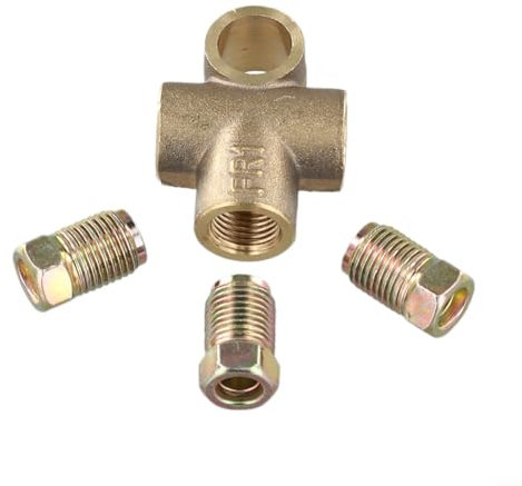 Acoplamiento de tubería métrico M10 316, unión de tubo de freno en T de 3 vías con tuercas cortas macho M10