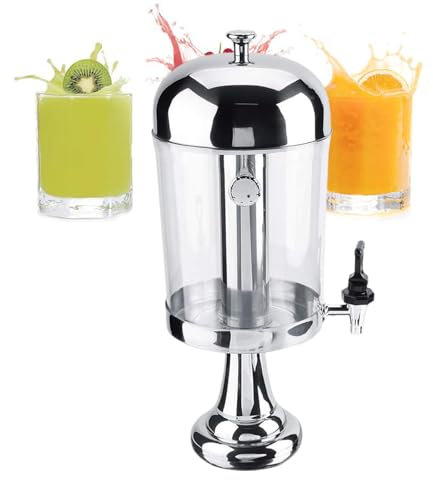 Dispensador De Bebidas De 2/4/6 Galones, Dispensador De Bebidas Transparentes, Cerveza, Agua, Jugo, Bebidas FríAs, MáQuina Dispensadora De Bebidas De Acero Inoxidable,Silver-Single