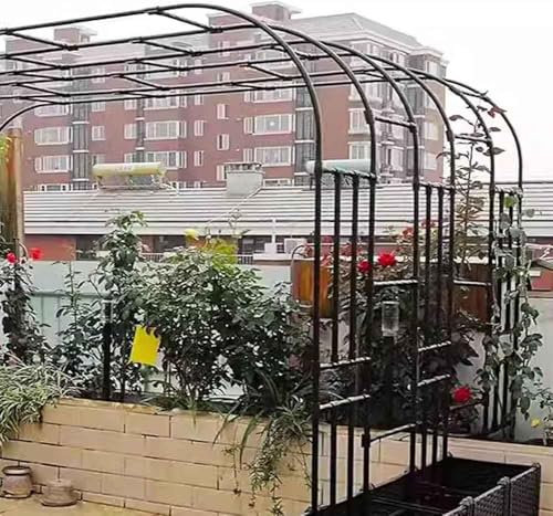 Metal Garden Arch with Half Arch Design for Climbing Roses Vines Support Easy to Assemble Outdoor Wall Trellis Archway 180 * 240cm Black