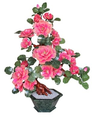 Shihan-2015 Konstgjorda träd konstgjord jade kruka bonsai pion träd kinesisk stil krukväxt för kontor konstgjord bonsai