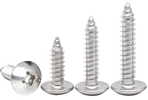 BACSHBY 20 pièces M4x16 mm Vis à Bois Tête Ronde Autotaraudeuses, Vis a Tête de Champignon Cruciforme, Entièrement Filetée Acier Inoxydable Fixations Argent, pour Travail Bois