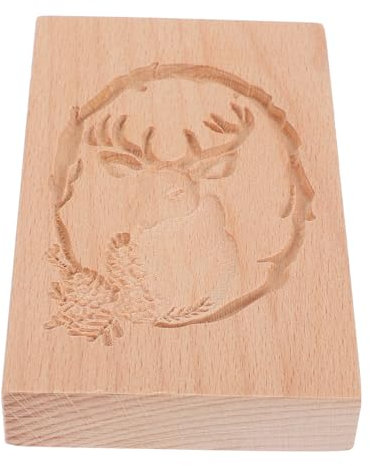Cabilock Wooden Cookie Cutters DIY Baking Mold Reindeer Shaped Stamp for Christmas Cookies Easy to Use Pastry Mold Cutter for Biscuits