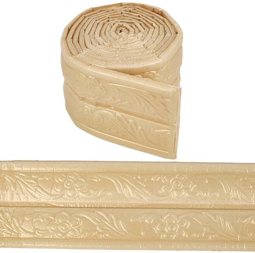 CRASPIRE Molding Trim Gold Peel and Stick 90.5x3.46In Crown Vintage 3D Printing Self Adhesive Flexible XPE Wallpaper Border Wall Edging Foam for Baseboard Mirror Border Wall Lines Hotel DIY Decor