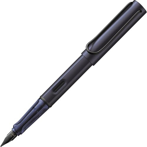 Lamy AL-star dark dusk Füller mit polierter Stahlfeder in Strichbreite F | Lamy Füller mit ergonomischem Griff – leichtes Aluminiumgehäuse – inkl. Tintenpatrone LAMY T 10 blau – Rechtshänder