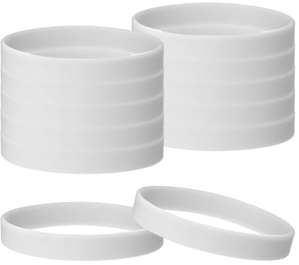 TIXIPEM 12-Pack Rubber Bracelets 8.3IN Cir Silicone, White | Blank Silicone Rubber Wristband, for Sports Team, Gym Events, Men Women Teen Party
