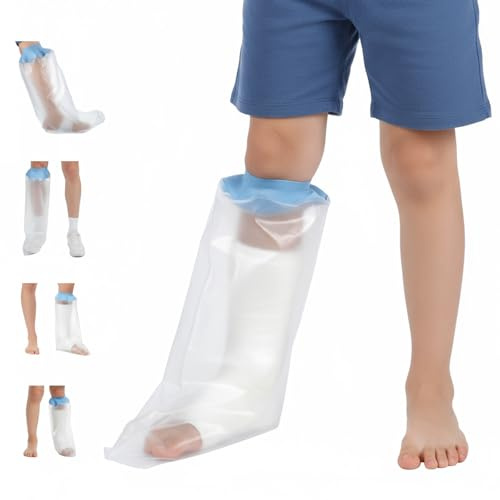 COMNICO Copertura impermeabile per gambe per bambini, per la doccia, borsa da doccia riutilizzabile, protezione impermeabile per gambe e ferite alla caviglia