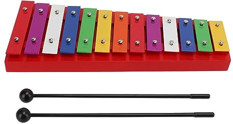XUXHOU Buntes Xylophon mit 13 Tönen für die Musikalische Gestaltung, Professionelles Glockenspiel mit Holzrahmen für Kinder, Aluminium-Birken-Xylophon