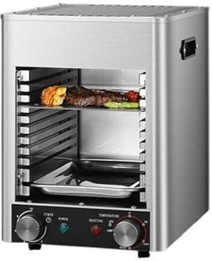 SIEEOUR Asador Eléctrico Para Carne, Parrilla Eléctrica De Interior Sin Humo De 1700 W, Asador Eléctrico Comercial, Tiempo Y Temperatura Ajustables, Horno Asador Sin Humo