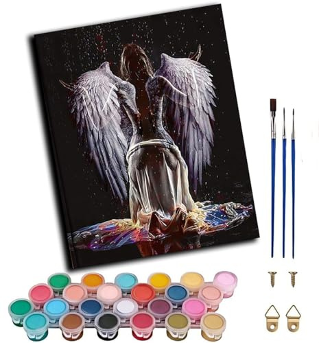 CAOGUANYU Pintar por Numeros Adultos,Mujer con alas de ángel de espaldas Colorearpor Numeros Adultos,Pintar con Numeros,40X50cm Cuadros para Pintar Por Numeros Decoración del Hogar，sin marco