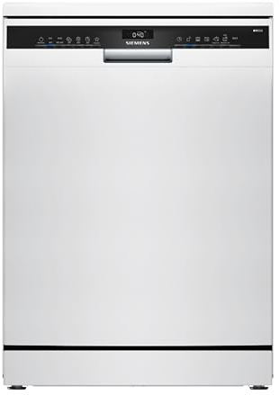 Siemens iQ300 Smarter Freistehender Geschirrspüler 60 cm Weiß SN23HW05ME | Besteckschublade für mehr Platz, Spülturbo für schnelle Ergebnisse, flexible Körbe, rackMatic Höhenverstellung