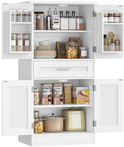 Hzuaneri Alacena de Cocina, 120cm, 4 Puertas, 1 Cajón, 40x60x120cm, Blanco
