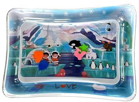 Tummy Time Vattenmatta | Uppblåsbar Sensorisk Lekaktivitetsdyna - 65 Cm Krypkudde För Småbarn, Leksak För Tidig Utveckling Av Motorik, Bärbar PVC-present Till Nyfödda, Blue -design