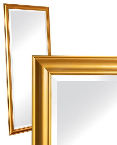 Wholesaler GmbH LC Home Wandspiegel Schlicht Gold ca. 180 x 80 cm Landhaus-Stil mit Facettenschliff XL Flurspiegel