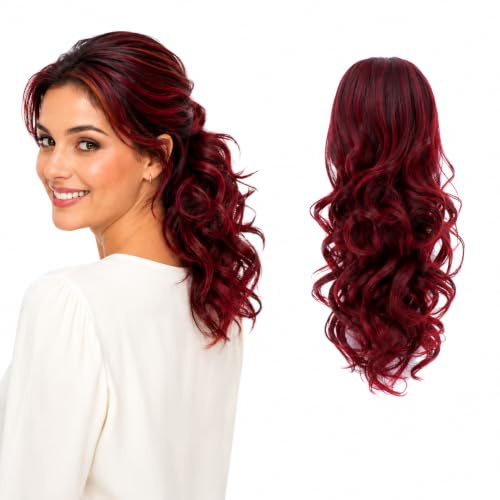 CAISHA 30cm Haarteil Zopf Haarverlängerung Gewellt Rot Mix PH213