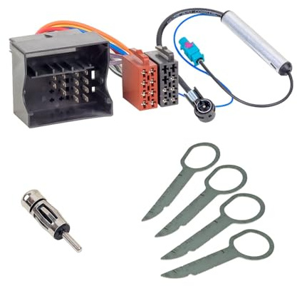 Audioproject A162 - Radioadapter Set Quadlock auf ISO + Antennenadapter Fakra auf ISO kompatibel für VW Audi Skoda Seat Golf 5 6 Polo 9n Phantomeinspeisung Auto-Radio Adapter-Kabel Stecker