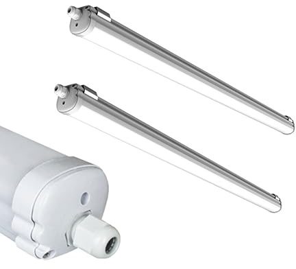 pureled 36W LED Feuchtraumleuchte IP65 120cm Wannenleuchte Neutralweiß 4000K Werkstatt Garage Keller (2er Set)
