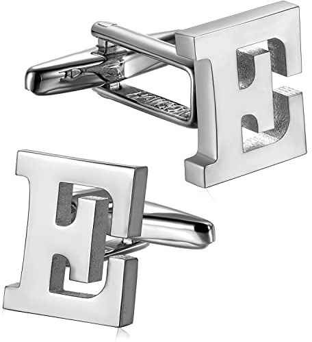 HAWSON Manschettenknöpfe mit Buchstaben A-Z, Großbuchstaben, versilbert/goldfarben, als formelles Geschäftsgeschenk für die Ehe mit einem Smokinghemd, Metall