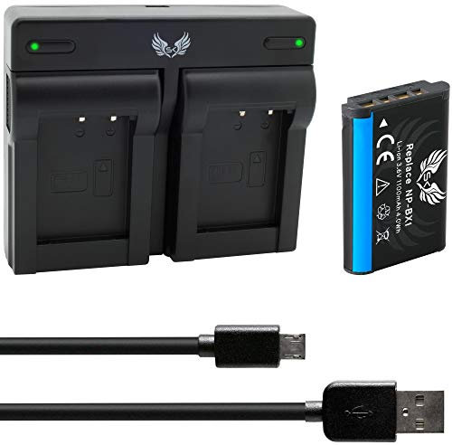SK Akku Ersatz für Sony NP-BX1 1100mAh + Dual Charger Sony ZV-1 II ZV-1 / Cyber-Shot DSC RX1R II RX100 I II III IV V VI VII - CX647 H400 - WX500