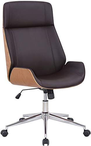 CLP Bürostuhl ergonomisch mit Armlehne Varel, Schreibtischstuhl mit modern drehbar und höhenverstellbar Gestell, Rückenlehne kippbar, Farbe:Natur/braun