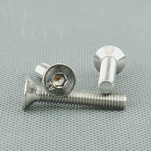 M5 x 10 mm de acero inoxidable avellanado cabeza hexagonal tornillo Allen tornillos máquina tornillos sujetadores para el hogar y la oficina (paquete de 100)