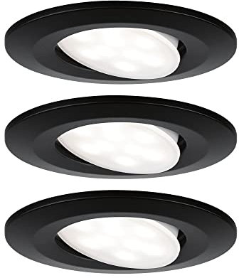 Paulmann 99991 LED Einbauleuchte Calla rund 3er Set 3x6W IP65 neutralweiße Einbaustrahler Schwarz matt schwenkbar Spots Kunststoff Einbaulampe 4000K