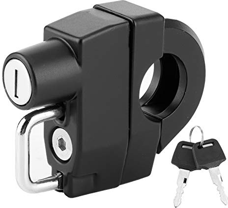 KIMISS Kit Chiavi Blocco Gancio Universale per Casco, Serratura Antifurto per Casco Moto in Metallo con Chiavi Accessorio Equitazione per Manubrio 0,9 Pollici (nero)