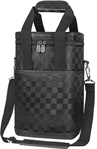 opux Insulated Wine Cooler Bag Leakproof 4 Bottle Tote Carrier, Back Square