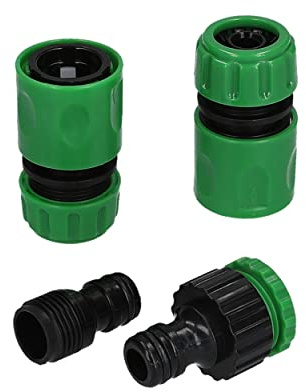 mumbi 4er Set Schlauch-Anschluss/Schlauchverbinder, 2X Schnellkupplung, 1x Hahnstück 1/2 Außengewinde, 1x Hahnstück 1/2-3/4 Innengewinde