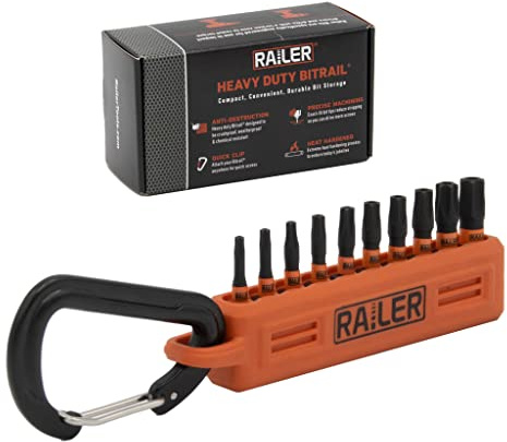 Railer Tamper Proof Torx Bit Set - Premium S2 Steel 1 Inch Impact Driver 10pc 6 Star Bit Set With A Tool Storage Bit Holder & Carabiner