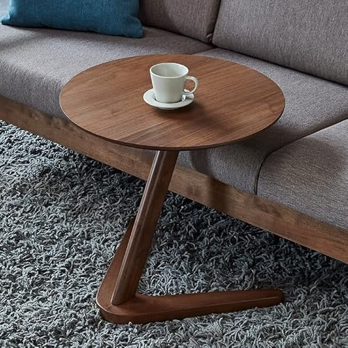 TentHome Beistelltisch Holz Natur Couchtische Nachttisch Rund Klein Computertisch Moderner Sofatisch für Wohnzimmer Büro Minimalistischer Stylischer Deko Tisch Farbe-Nussbaum