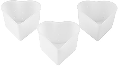 Cheese Mold for Cheese Making 11.66 oz - Small Molds for Making All Types Soft Cheese - Plastic Heart-Shaped Cheese Making Basket for Ricotta, Feta, Camembert, 3 Pcs