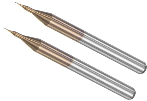 CoCud Mais-Endfräser, 0,2 mm Schneiddurchmesser 3,175 mm 1/8 Schaft, Ti-beschichtete Vollhartmetall-CNC-Fräser Fräswerkzeuge - (Anwendungen: für PCB Holz Kunststoff), 2 Stück