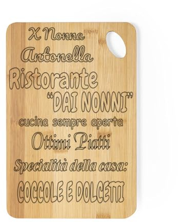 Vestipassioni tagliere PERSONALIZZABILE in legno di bambù con frasi a scelta idea regalo per ogni occasione (Nonni, 20x30cm)