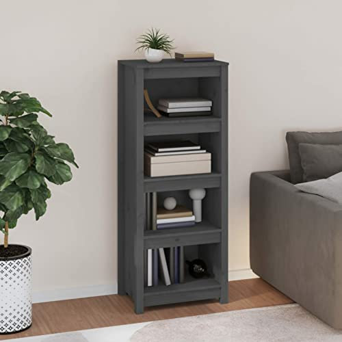 GuyAna Bücherregal Grau 50x35x125,5 cm Massivholz Kiefer Regal Schmal Cd Regal BüCherregal Holz
