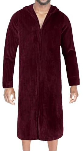 Chnnamzu Bademantel Herren Flauschig mit Reißverschluss - Bademantel Frottee Herren - Herren Bademantel Lang - Kuschelig Morgenmantel - Herren Warm Hausmantel - Langarm Saunakilt Badeponcho