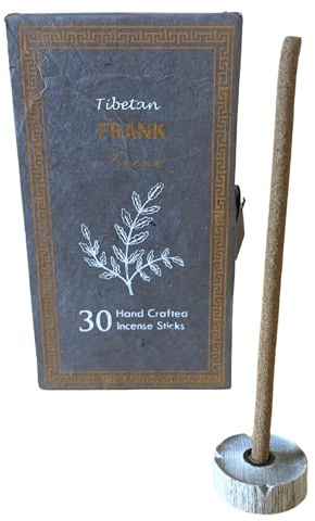 Ancient Wisdom Kit Incienso Sughandit Dhoop del Himalaya - Kit Regalo Incienso Tibetano - 100% Natural - 30 barritas en cajita con un Porta Incienso (Frankincense)