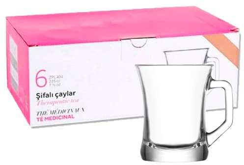 Acan Tradineur - Caja de 6 Vasos Modelo Zen+ - Capacidad: 225 ml - Fabricado en Vidrio Resistente - Apto para lavavajillas - Tamaño Aprox: Ø 8 x 9 cm - 6 Uds Totales